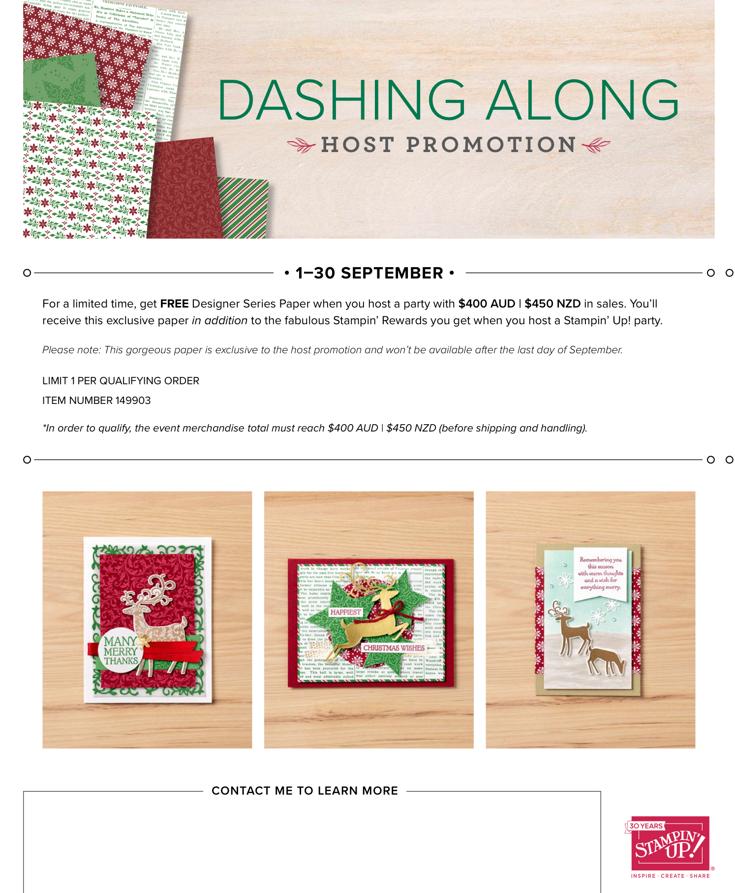 Stampin’ Up Dashing Along Promotion
