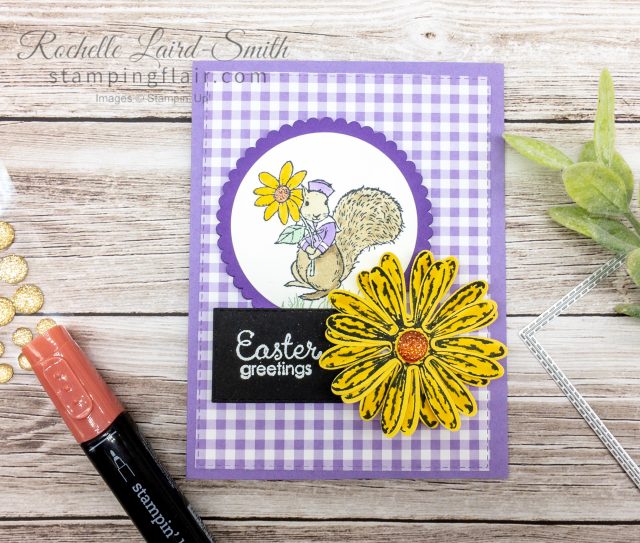 Easter Card with Gingham and Squirrel