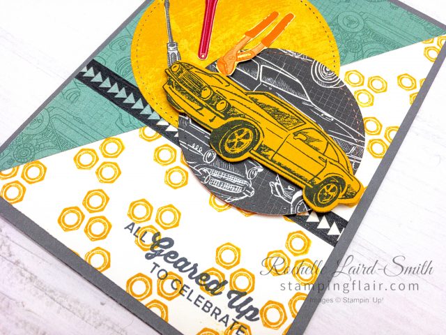Stampin Up, Geared up Garage, Classic Garage, Masculine car card,