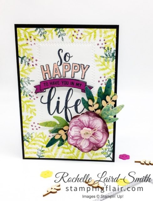 Amazing Life, Simple Stamping, Rectangle Stitched Framelits, In-Color 2017-2019, In-Colour, Step-it-Up Sunday, Leaves created from Brushos crystal,Handmade card, Advanced Crafter