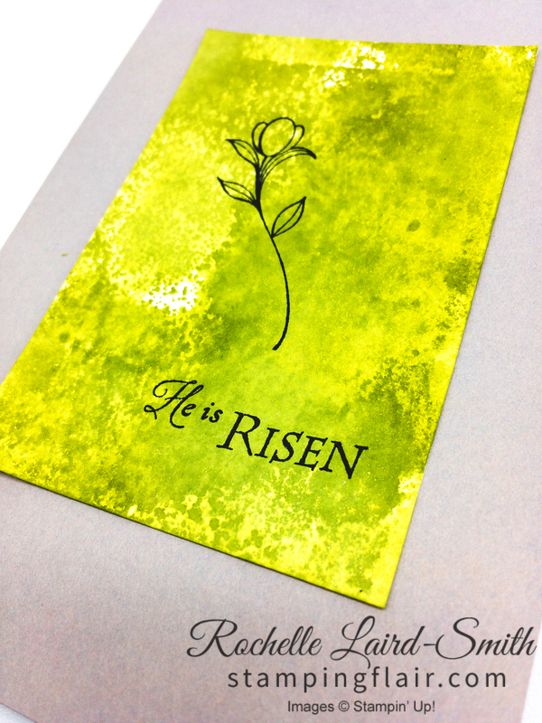 Easter card using Stampin' Up His Grace stam[ set and Clear Block stamping technique