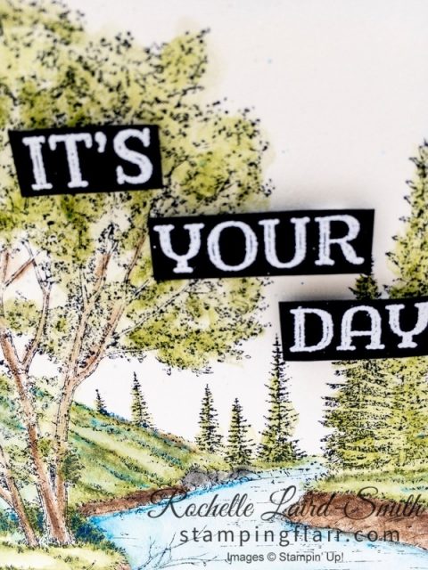 Water coloured Peaceful Place stamp set on Shimmery White cardstock