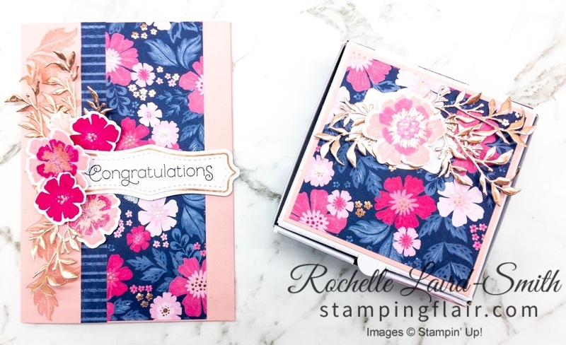 Coordinated card and gift box with Everything is Rosy Product Medley by Stampin' Up!