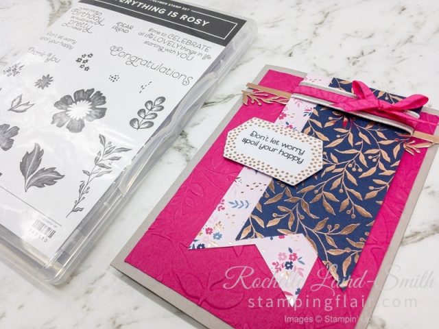 Handmade Card with Banners and Rose Gold Paper