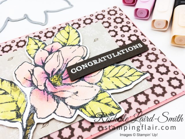 Good Morning Magnolia Congratulations handmade card in pink