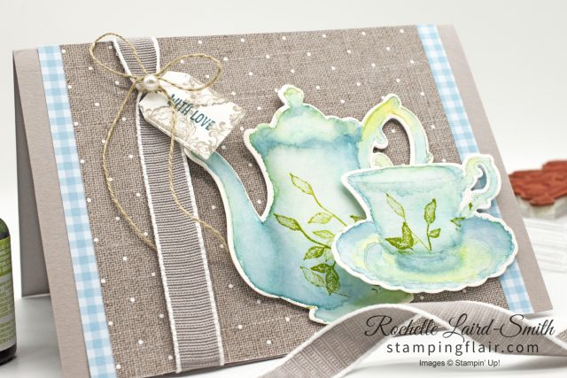 Watercolour wash using aqua painters and Stampin' Up! ink refills on Shimmery White cardstock