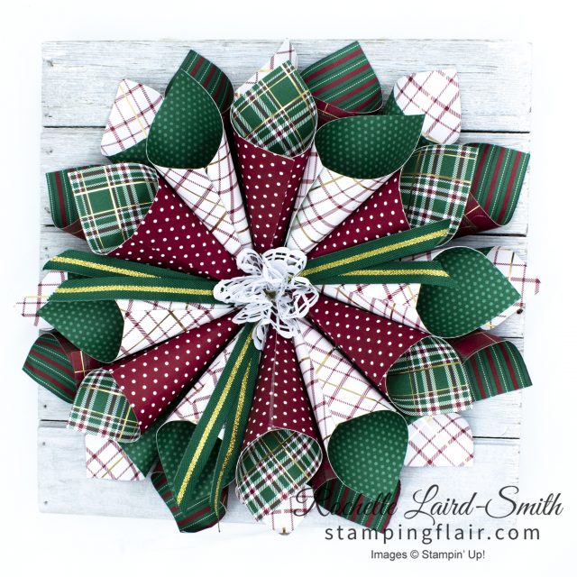 Wrapped in Plaid paper used to make a Christmas Wreath