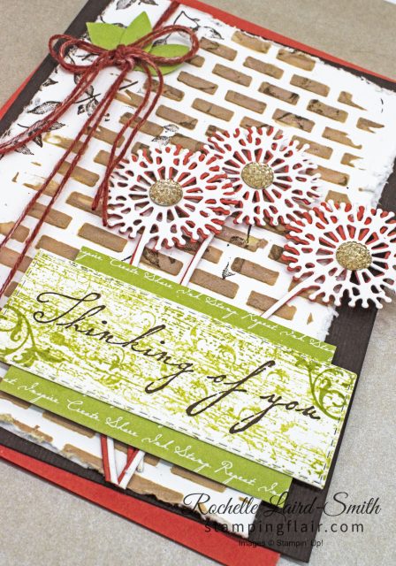 Embossing paste brick background, Stampin up handmade card