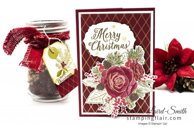 DIY coordinated gift tag and handmade card for Christmas