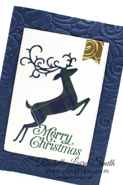 Reindeer handmade card with plaid