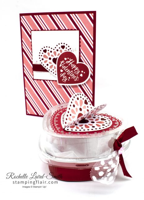 Coordinating card and gift box for Valentine's day with From My Heart suite