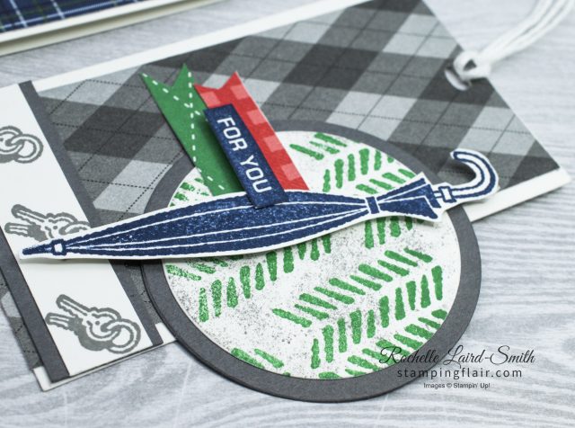Gift Tag with a masculine theme with umbrella image