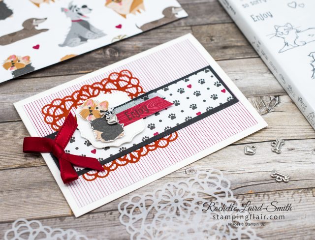 Card with dog and square doily