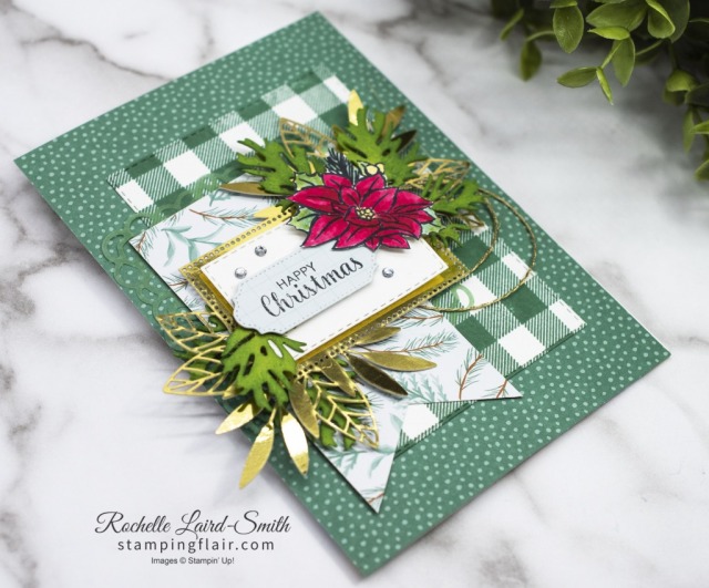 Christmas in July, Poinsettia with Gold laser cut paper