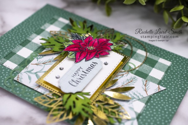 Christmas card with Buffalo Check stamp and boughs